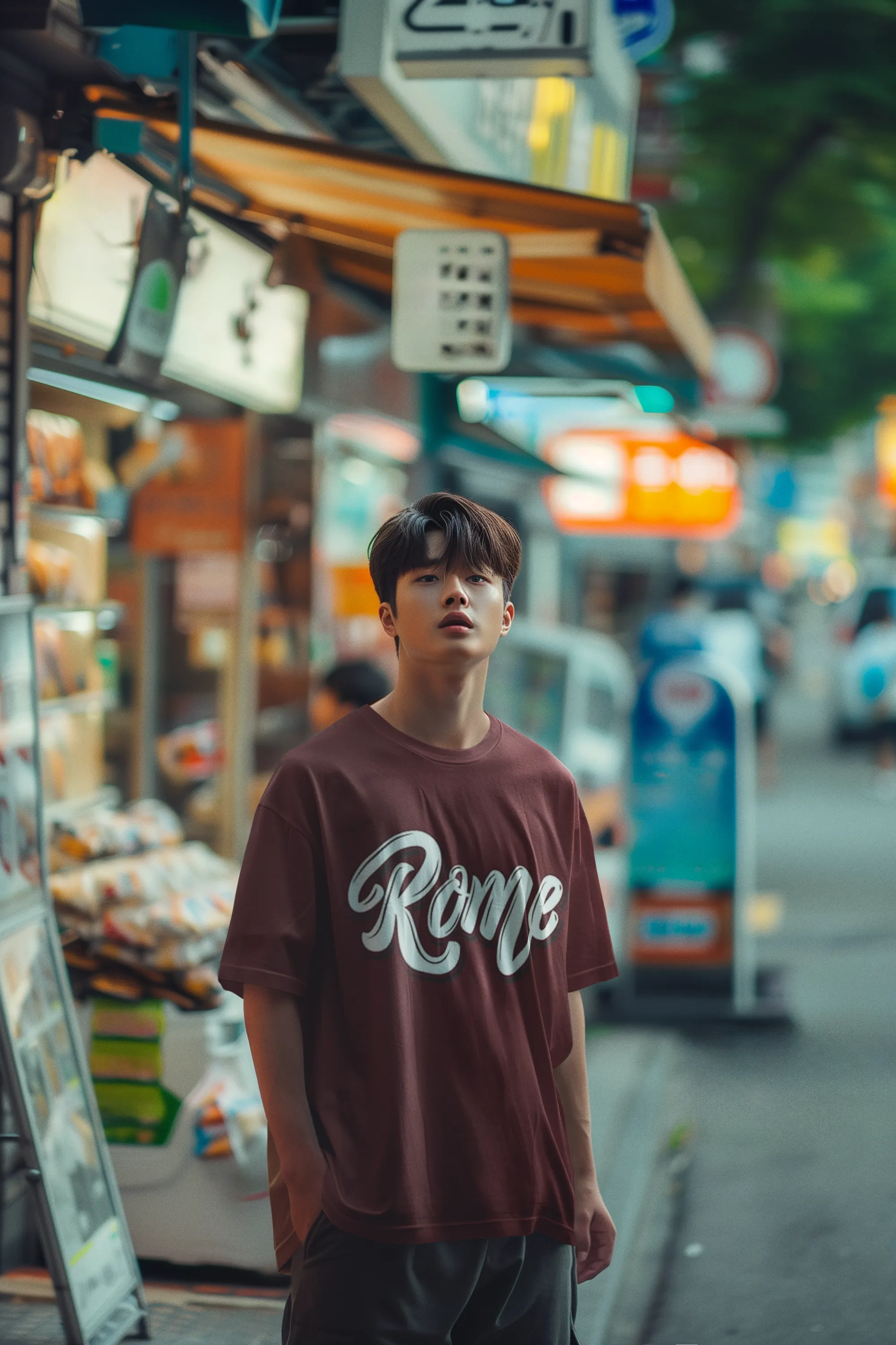 ANGAR Cotton Drop Shoulder Half Sleeves Oversized Fit ROME Printed T-Shirt for Men