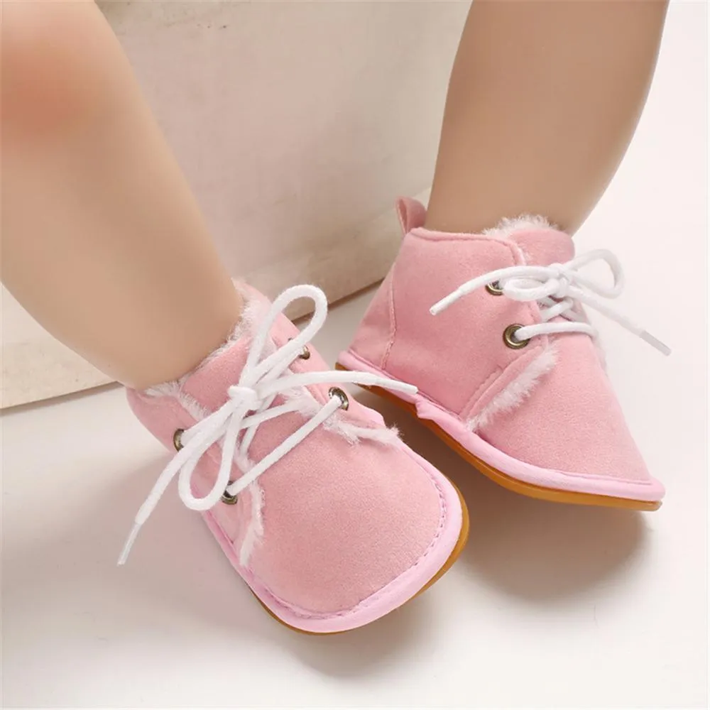 Baby Unisex Lace Up Solid Snow Boots Wholesale Toddler Shoes