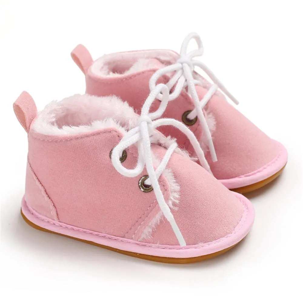 Baby Unisex Lace Up Solid Snow Boots Wholesale Toddler Shoes