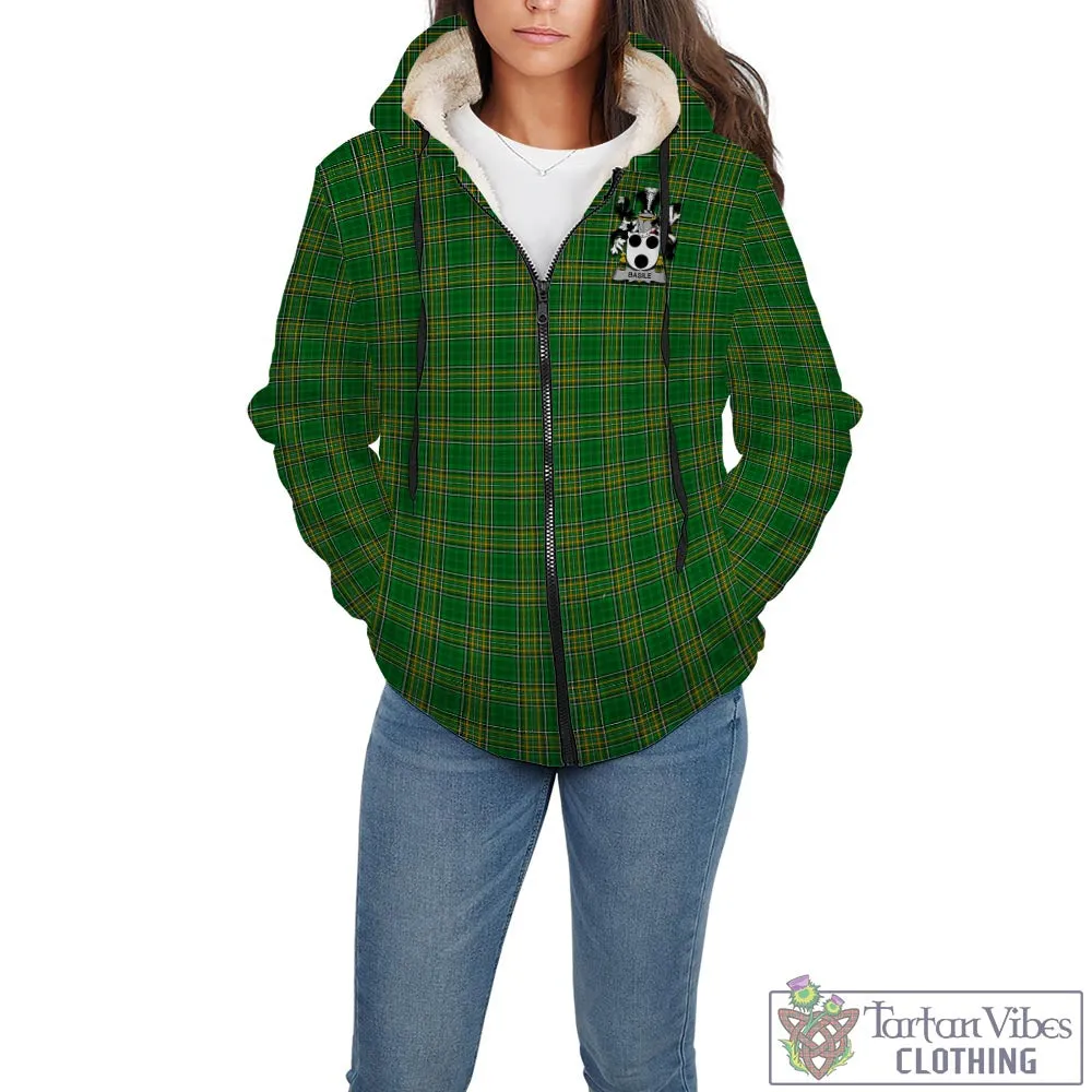 Basile Irish Clan Tartan Sherpa Hoodie with Coat of Arms