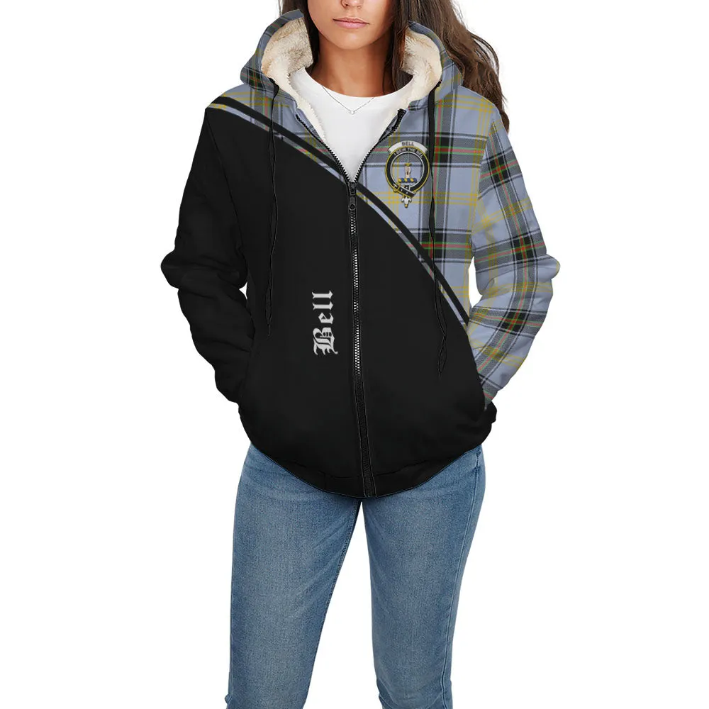 Bell Tartan Sherpa Hoodie with Family Crest Curve Style