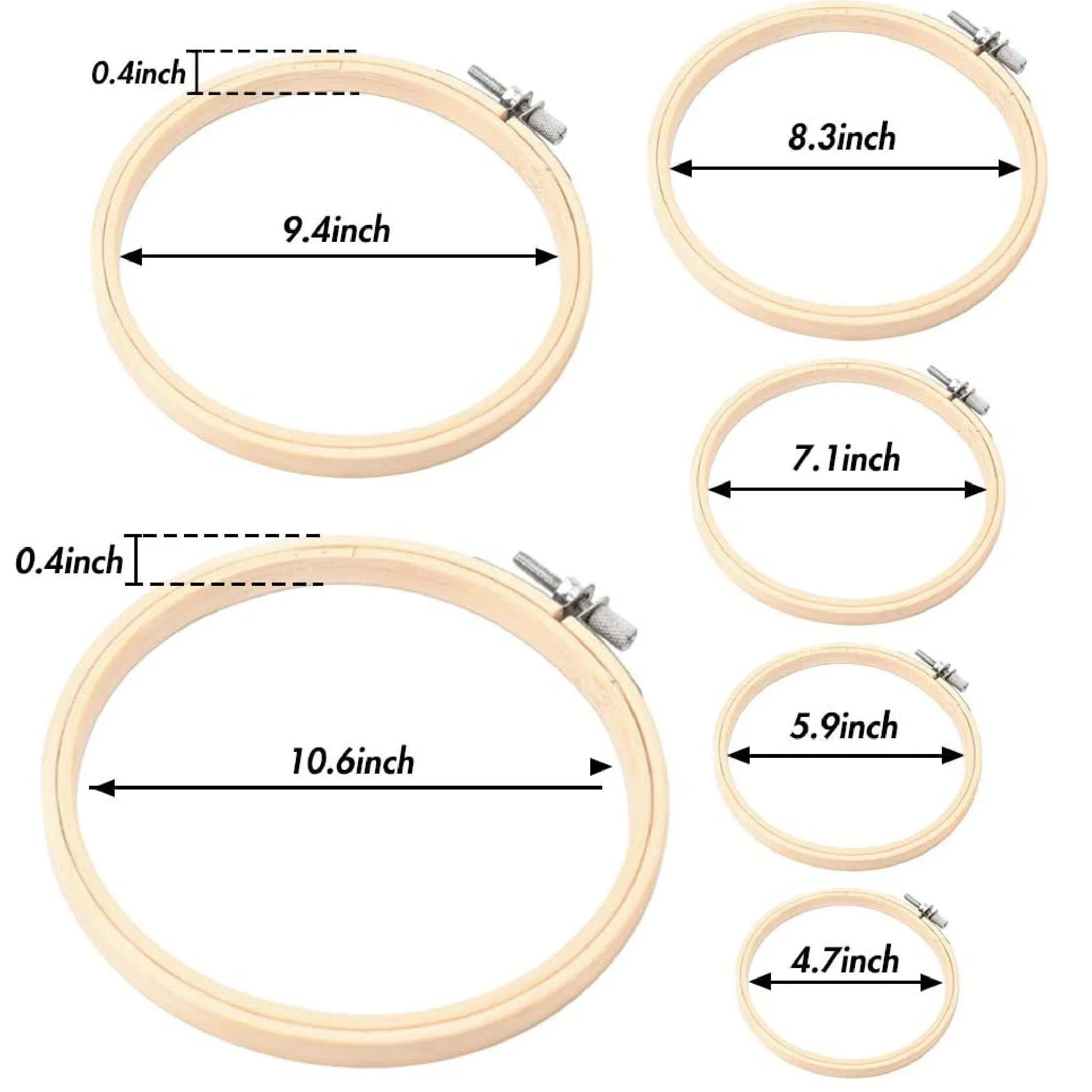 BigOtters | 6 Embroidery Hoops | Bamboo Circle | Pe Cross Stitch Hoop Ring 4.7 to 10.6 Inch