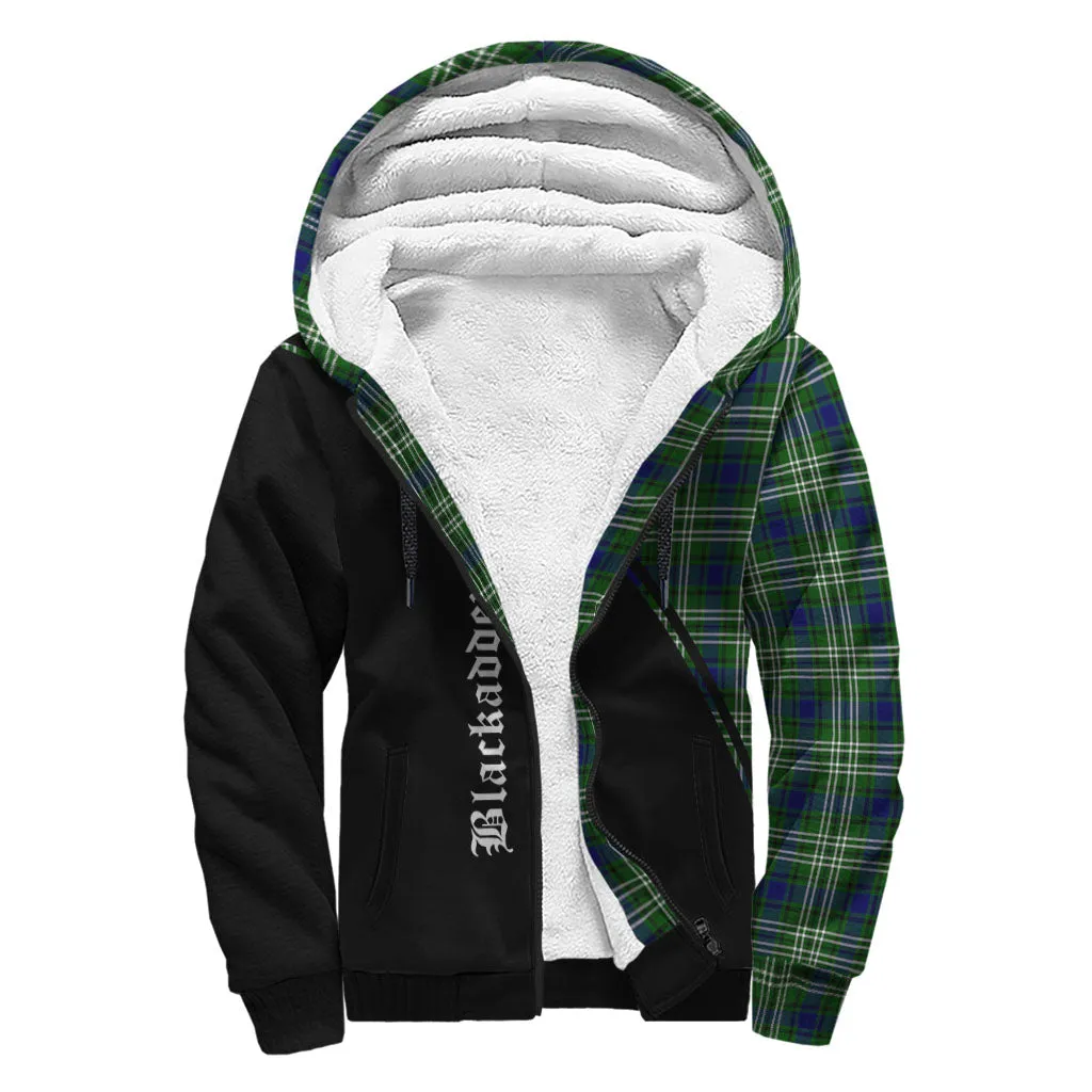Blackadder Tartan Sherpa Hoodie with Family Crest Curve Style