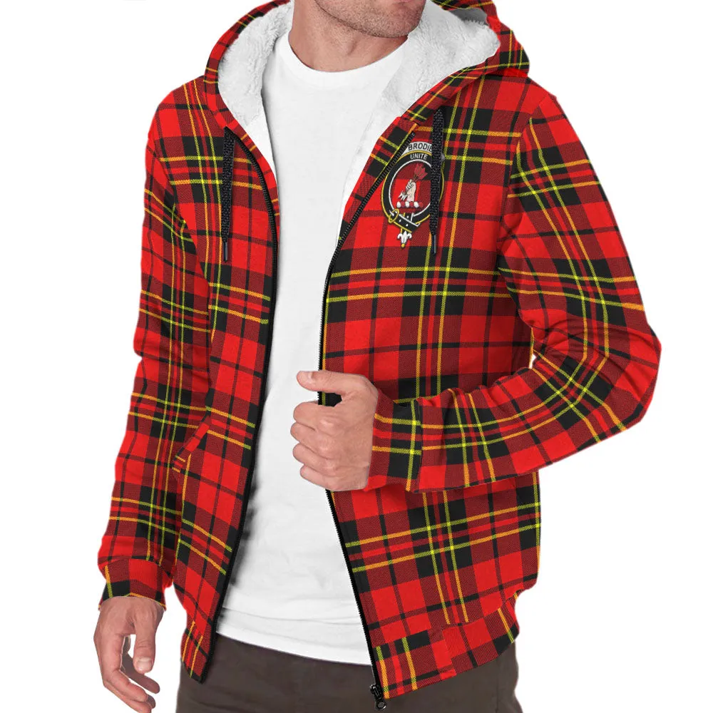 Brodie Modern Tartan Sherpa Hoodie with Family Crest