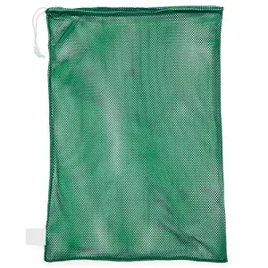 Champion Sports Mesh Sports Equipment Bag, Green, 24x36 Inches - Multipurpose, Nylon Drawstring Bag with Lock and ID Tag for Balls, Beach, Laundry
