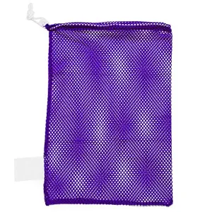 Champion Sports Mesh Sports Equipment Bag, Purple, 12x18 Inches - Multipurpose, Nylon Drawstring Bag with Lock and ID Tag for Balls, Beach, Laundry