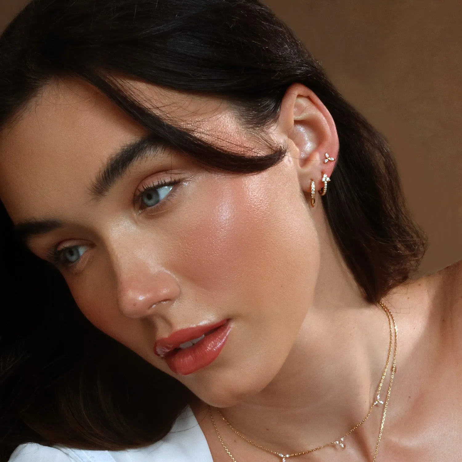 Floral Trillium Huggie Hoops