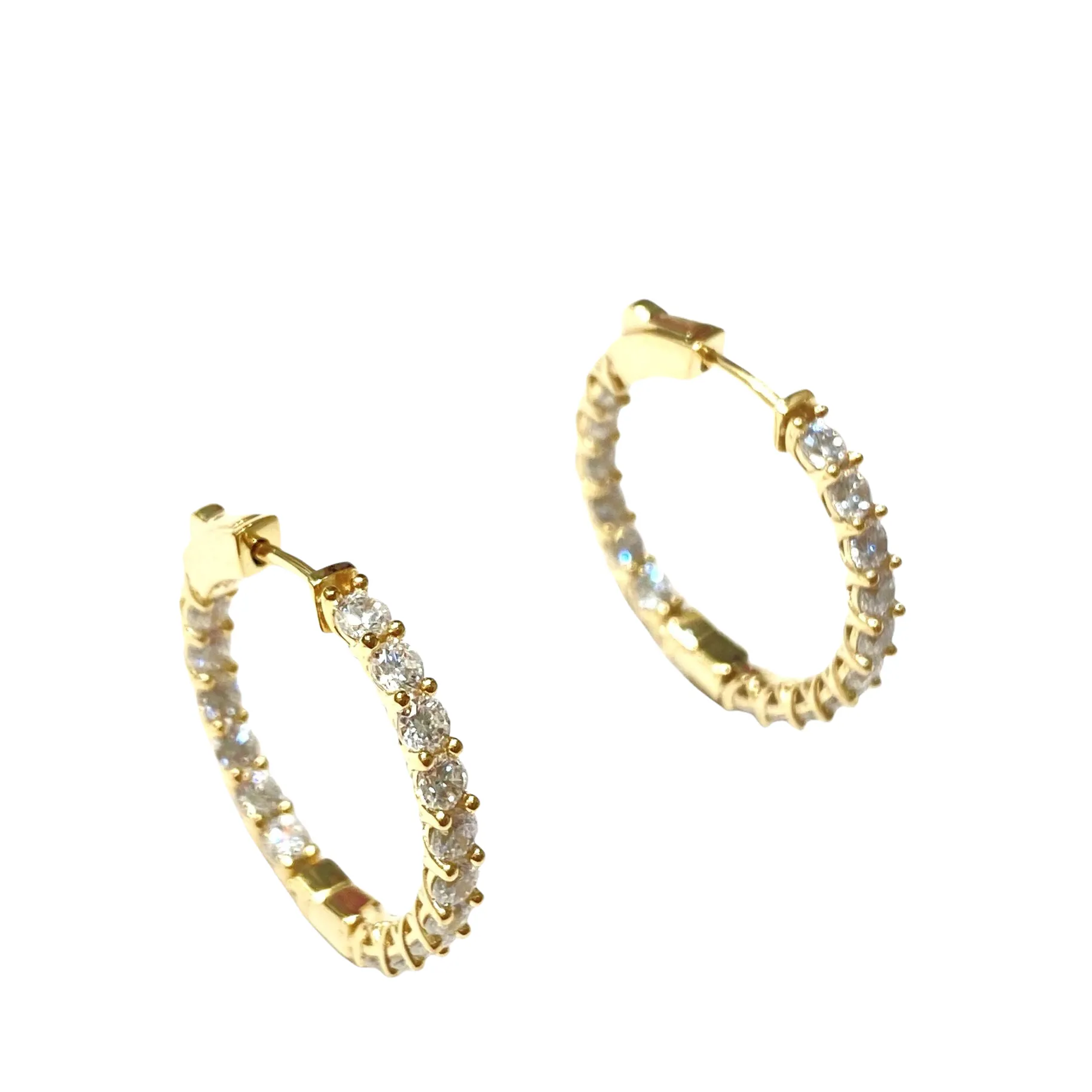 French Clasp Channeled Cubic Zirconia 1” Sparkle Hoops