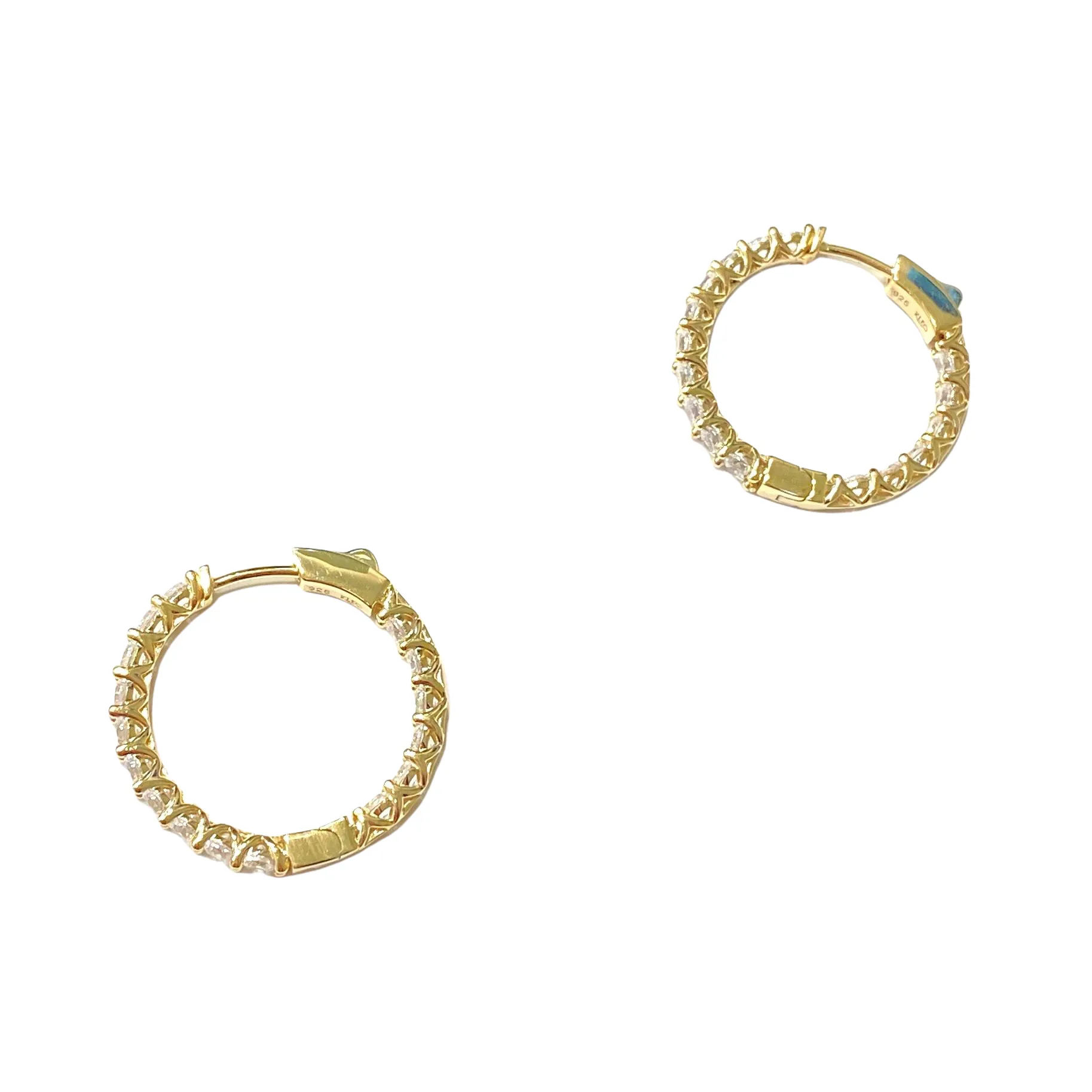 French Clasp Channeled Cubic Zirconia 1” Sparkle Hoops