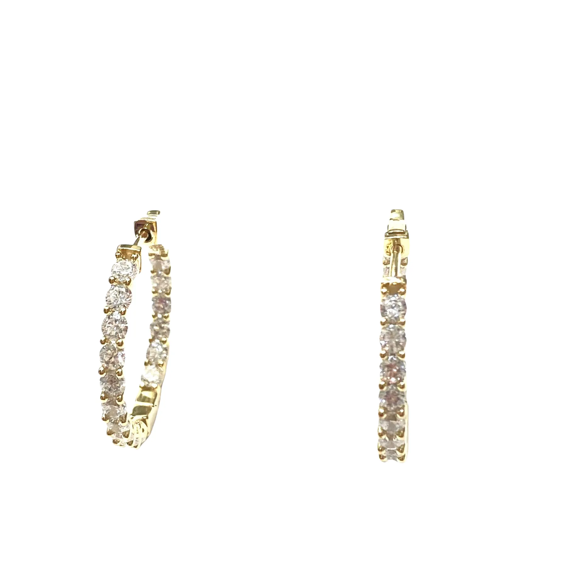 French Clasp Channeled Cubic Zirconia 1” Sparkle Hoops