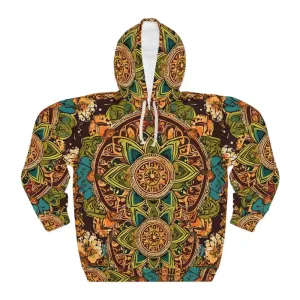 Funky Aop Unisex Pullover Hoodie Colorful Indian Pattern