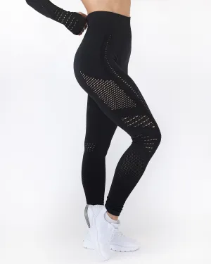 Gracey Hollow Out Seamless Leggings - Black