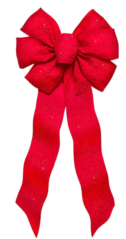 Holidaytrims 6675 Gift Bow, 8-1/2 x 14 in, Hand Tied Design, Cloth, Red/Silver :EA: QUANTITY: 24