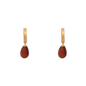 Huggie Hoop Garnet Drop Earrings 24K Fair Trade Gold Vermeil
