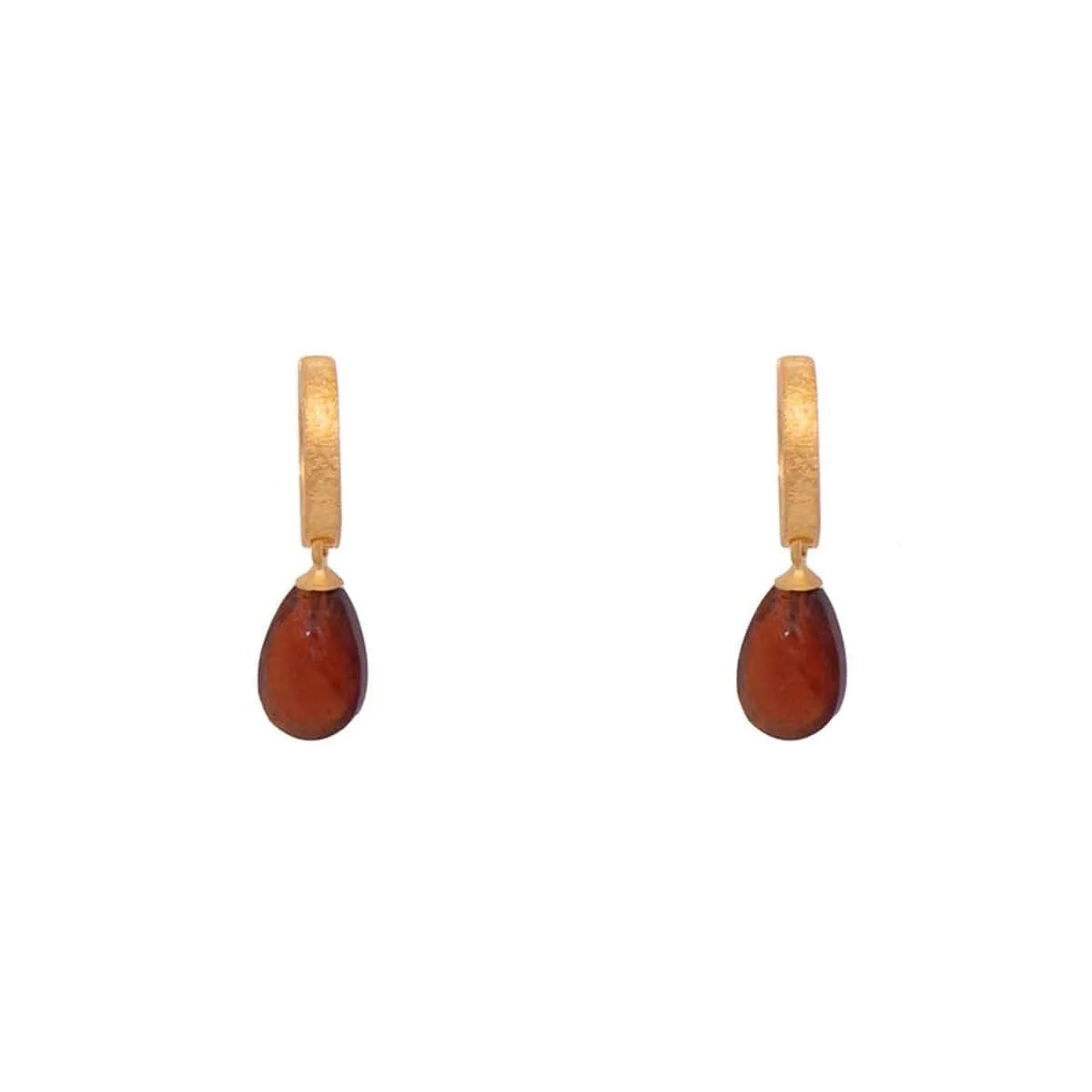 Huggie Hoop Garnet Drop Earrings 24K Fair Trade Gold Vermeil