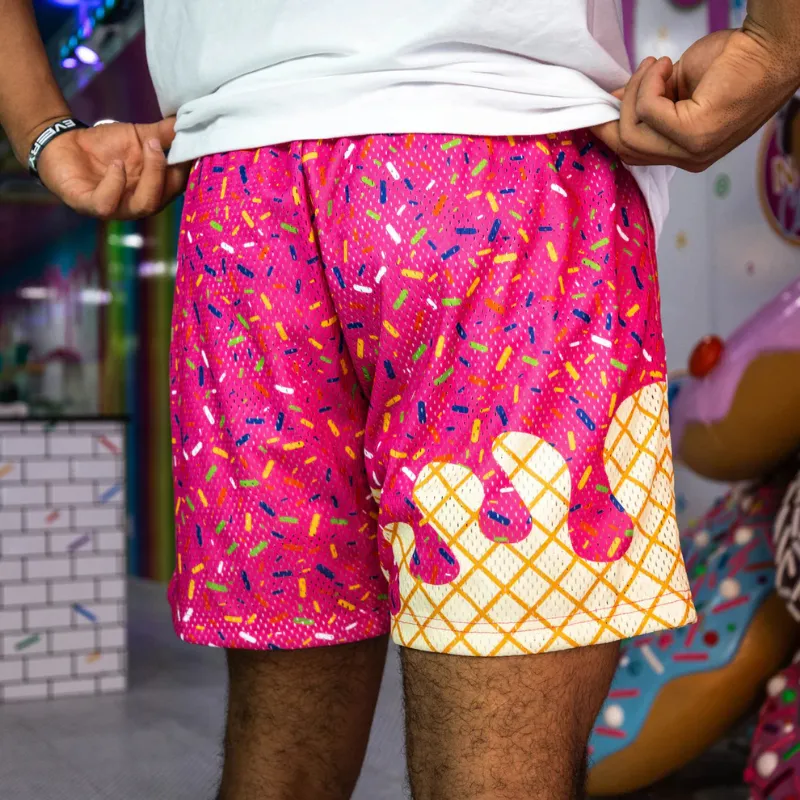 Ice Cream Print Shorts – Fun Waffle Cone Patterned Shorts