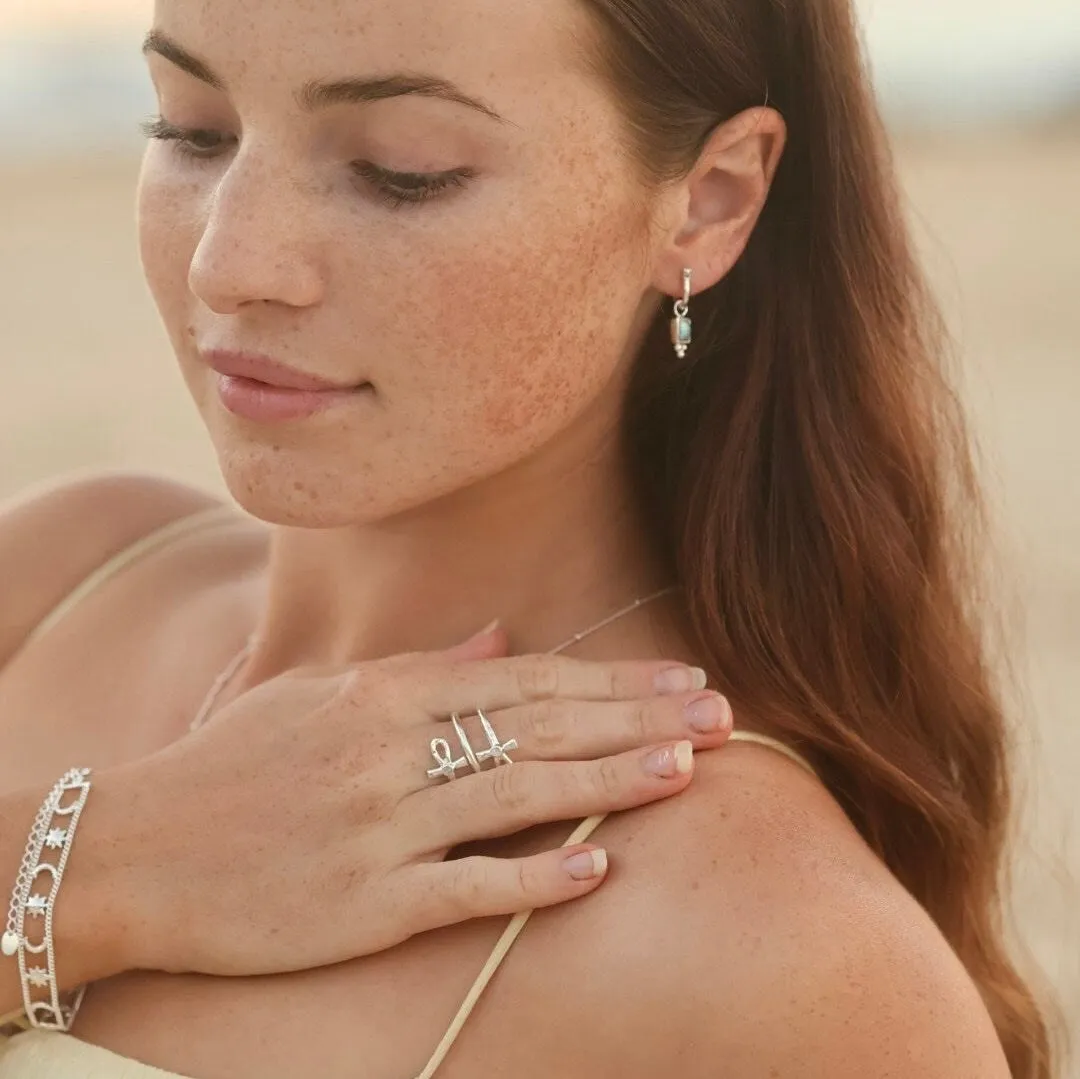 Lia Silver Labradorite Mini Hoop Earrings