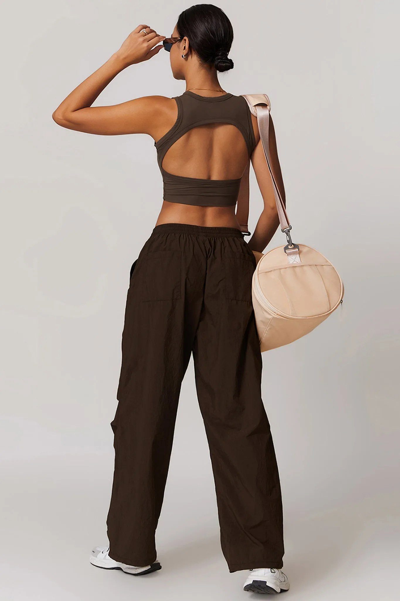Lightweight Windbreaker Parachute Pants - Black