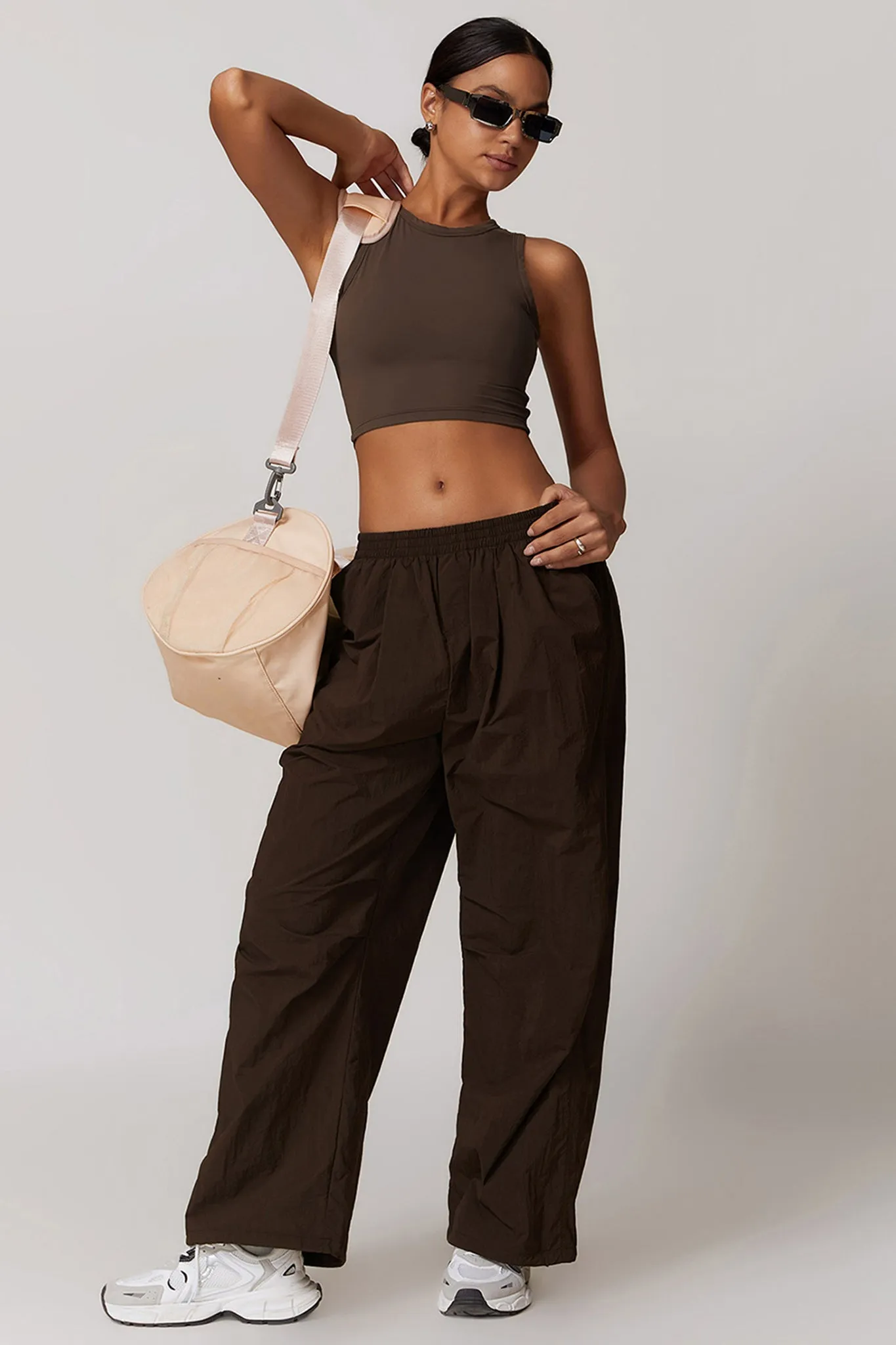 Lightweight Windbreaker Parachute Pants - Black