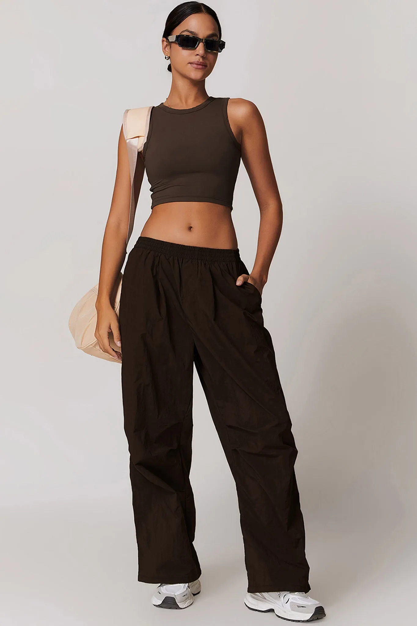 Lightweight Windbreaker Parachute Pants - Black