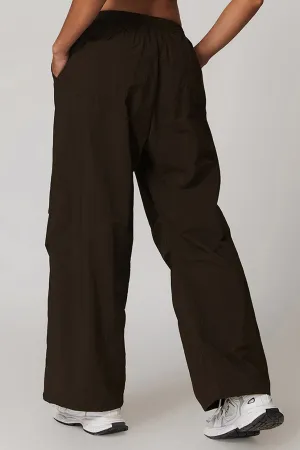 Lightweight Windbreaker Parachute Pants - Black