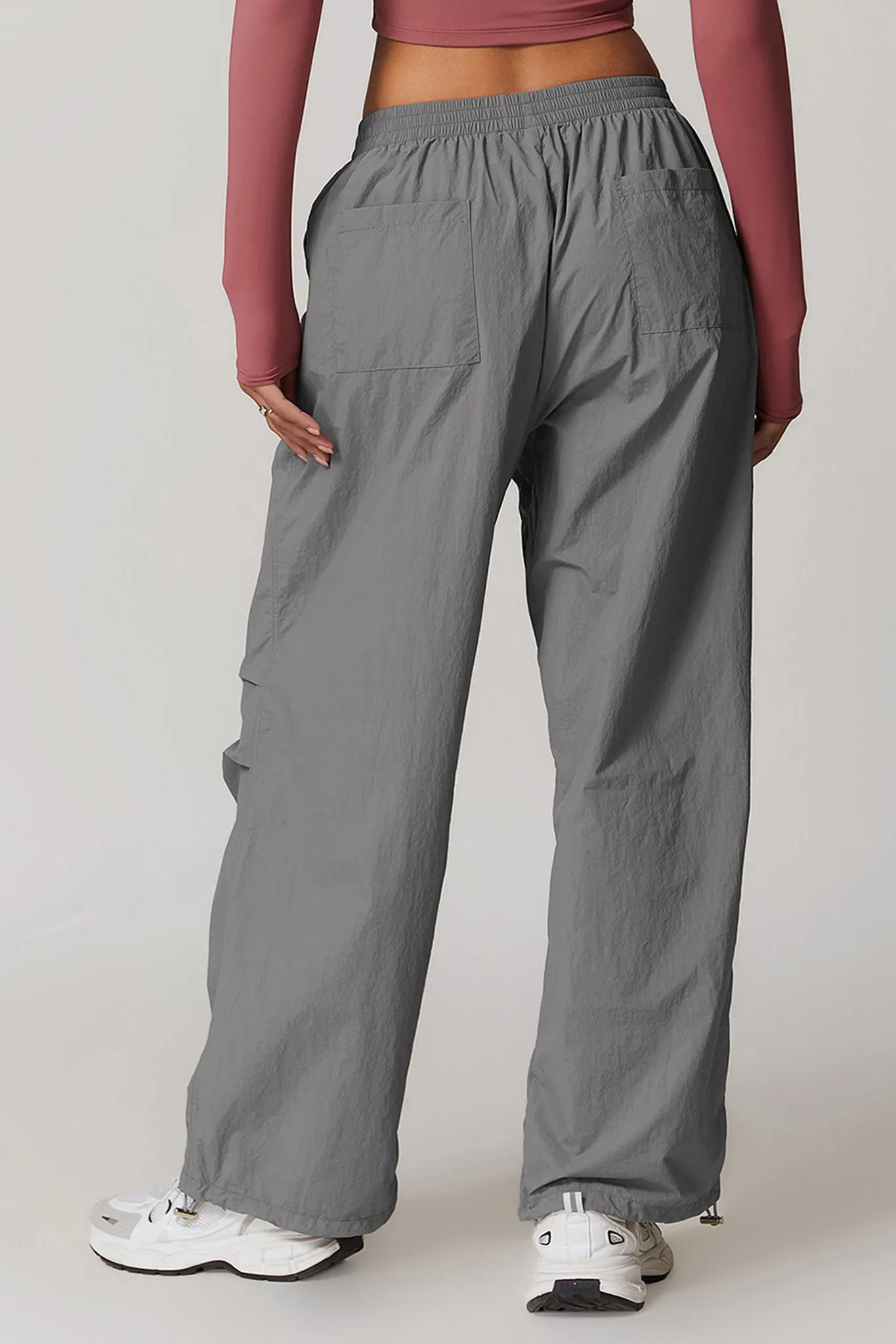 Lightweight Windbreaker Parachute Pants - Grey