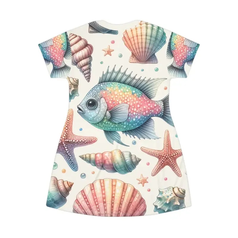 Marine Life Pattern Print t Shirt Dress