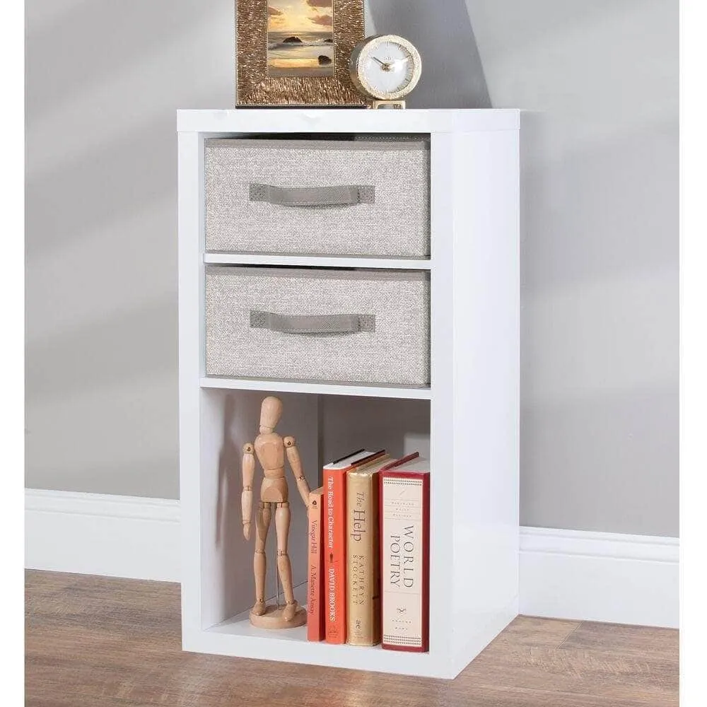 mDesign Soft Fabric Modular Closet Organizer Box with Handle for Cube Storage Units in Closet, Bedroom to Hold Clothing, T Shirts, Leggings, Accessories - Textured Print, 8 Pack - Linen/Tan