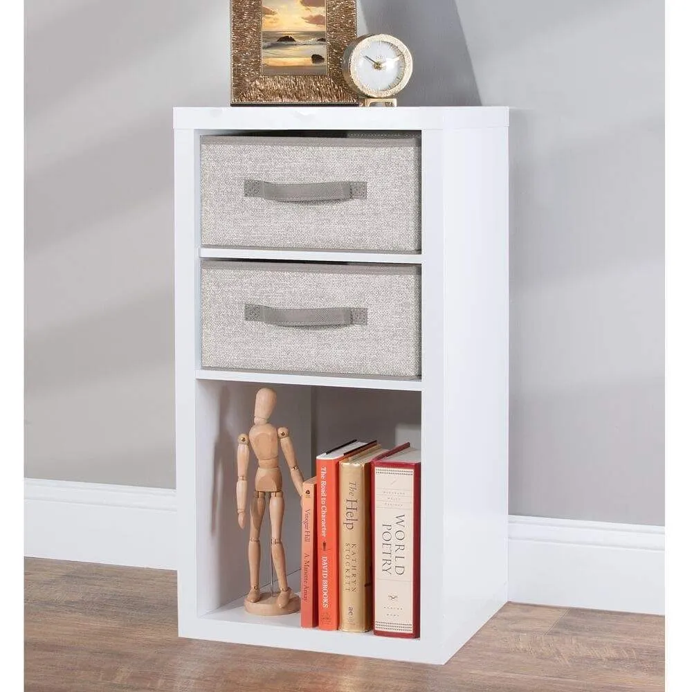 mDesign Soft Fabric Modular Closet Organizer Box with Handle for Cube Storage Units in Closet, Bedroom to Hold Clothing, T Shirts, Leggings, Accessories - Textured Print, 8 Pack - Linen/Tan