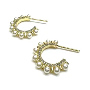 MEDIUM PAVE/PEARL POST HOOP