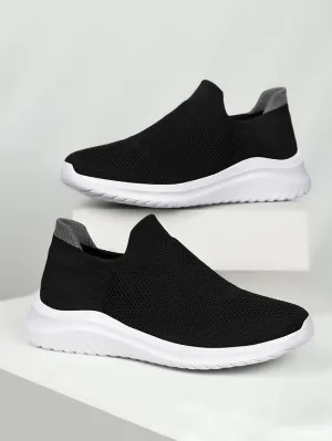 Men Ribbed Slip On Sneakers, Sport Outdoor Fabric Running Shoes