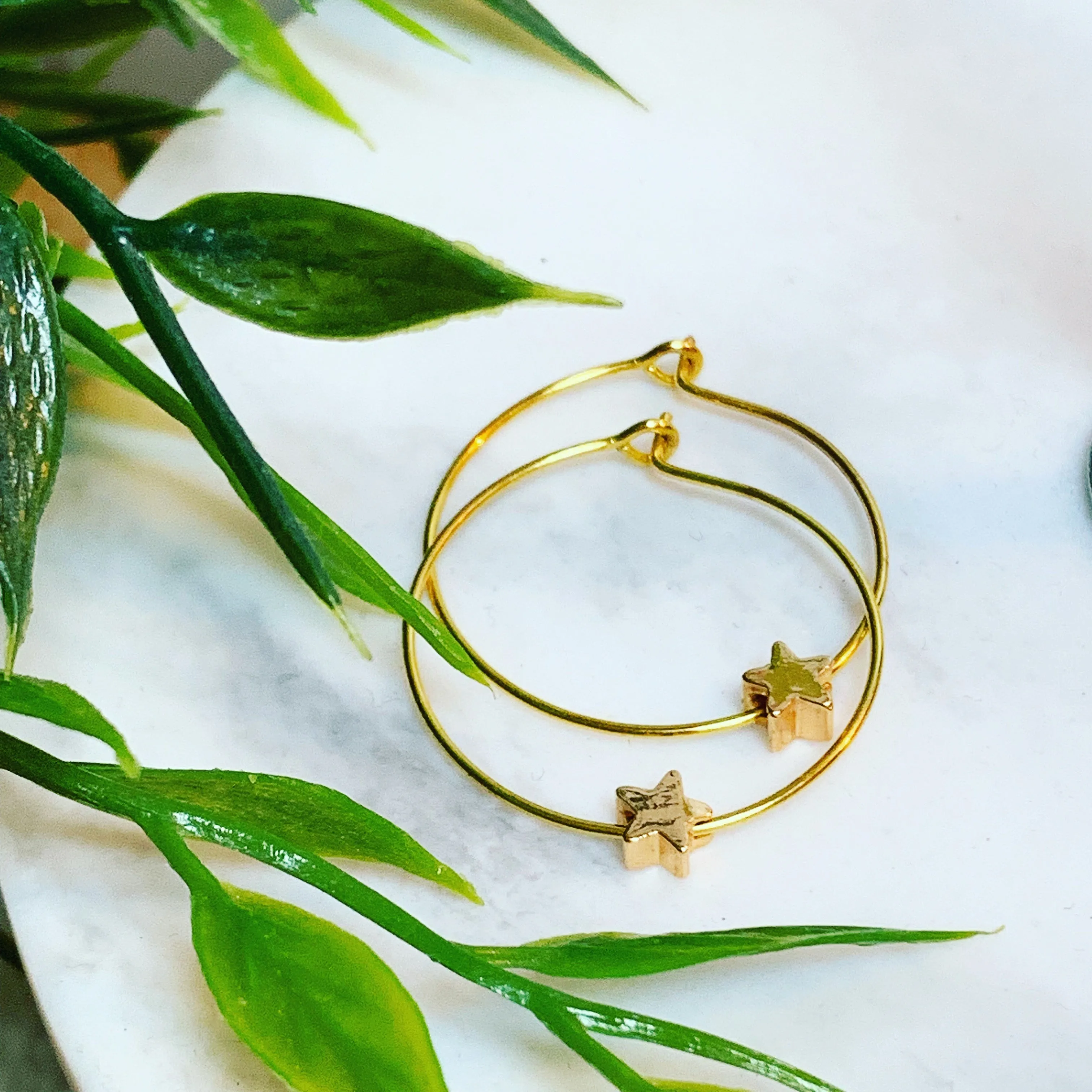 Miniature gold star hoops