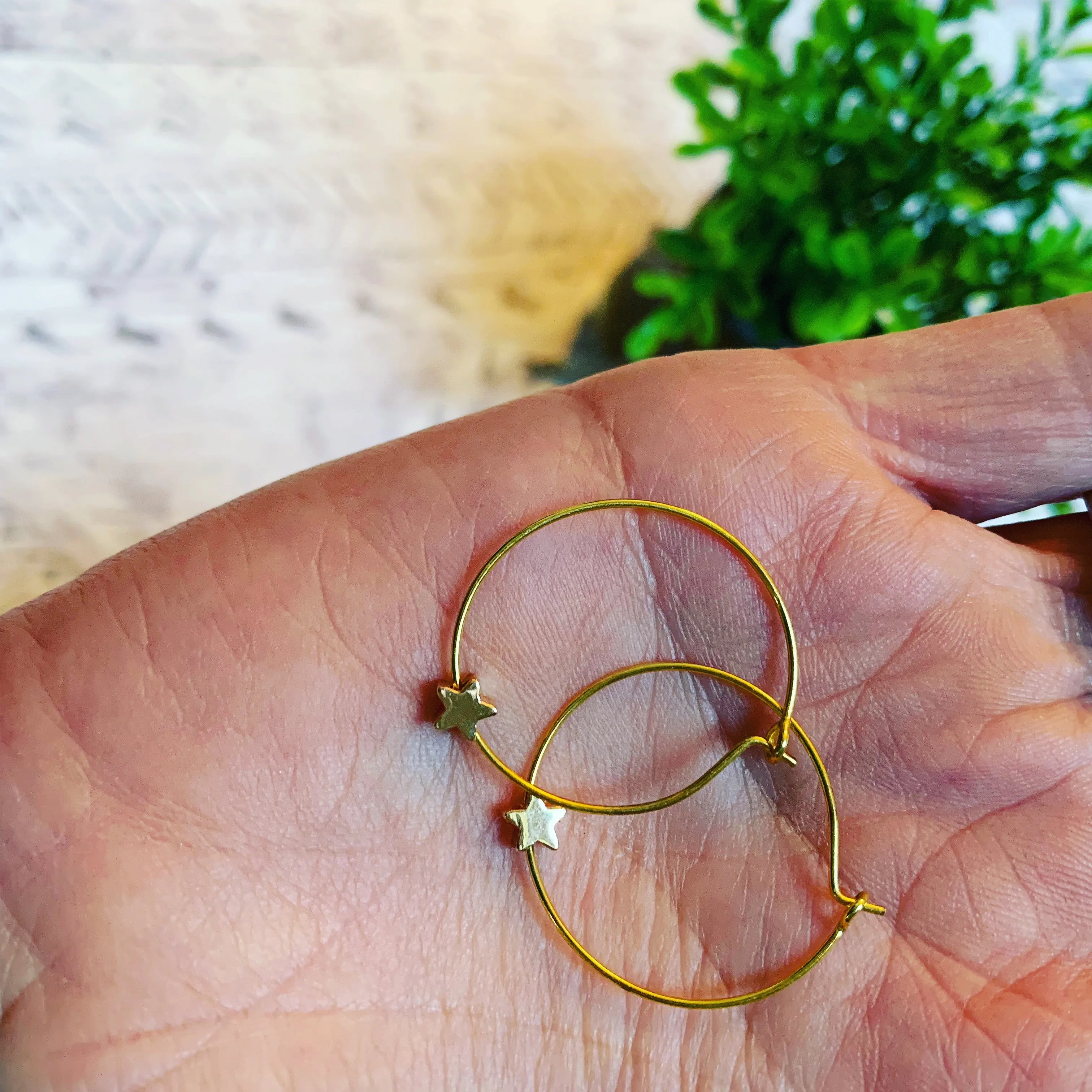 Miniature gold star hoops