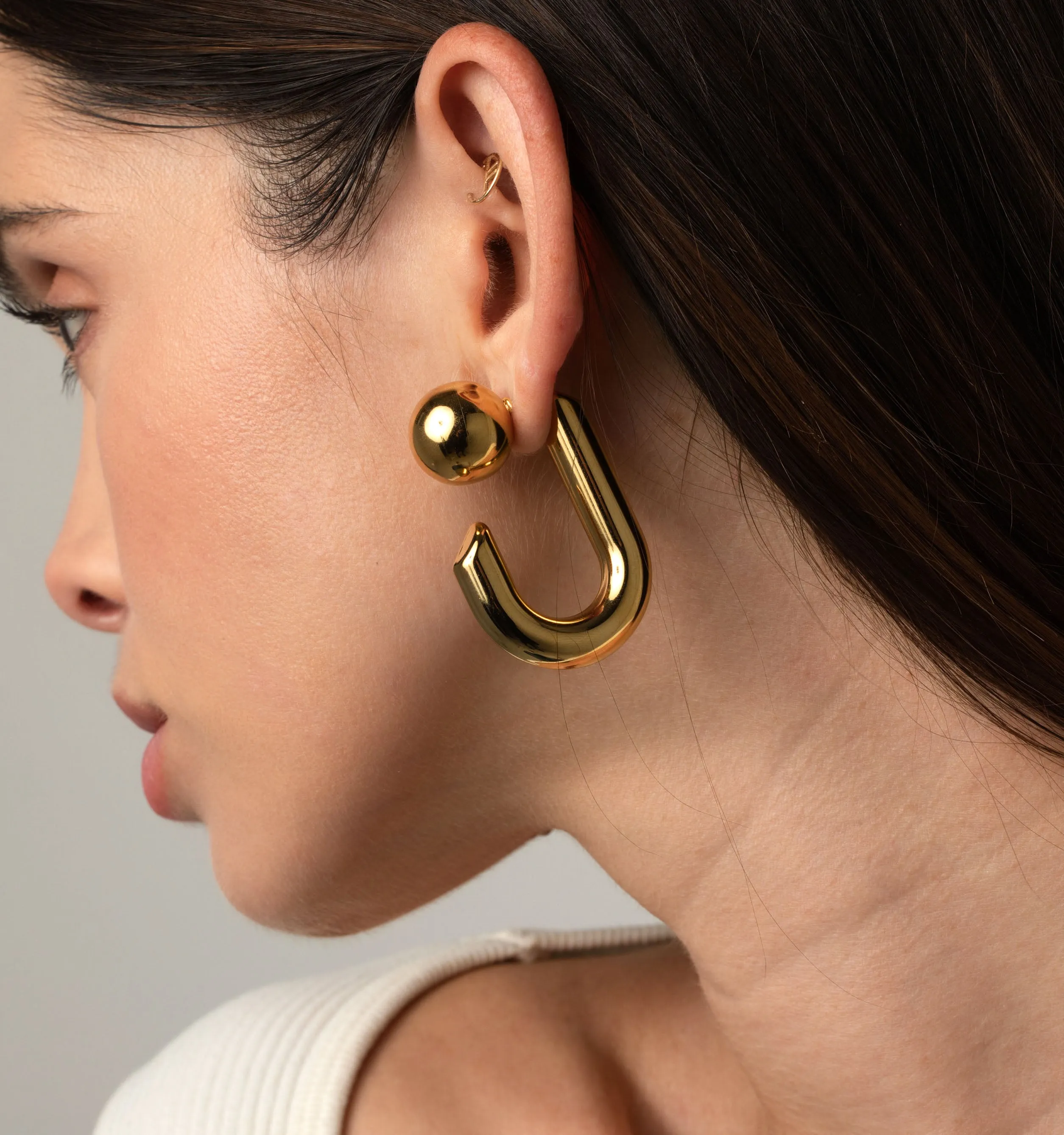 Natalia Reversible Hoop Earrings - Sphere