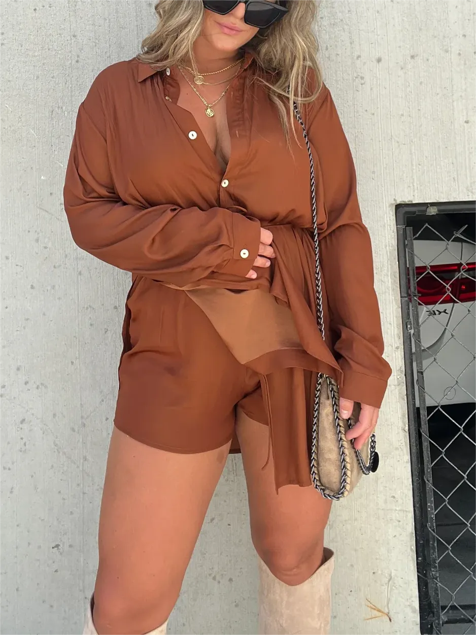 New Satin Covered Nights Romper Dress Set
