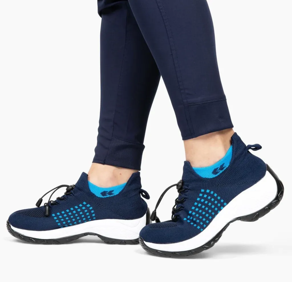 NEW Women's Ortho Stretch Cushion Shoes, White Blue, Sz 8, Retails $60