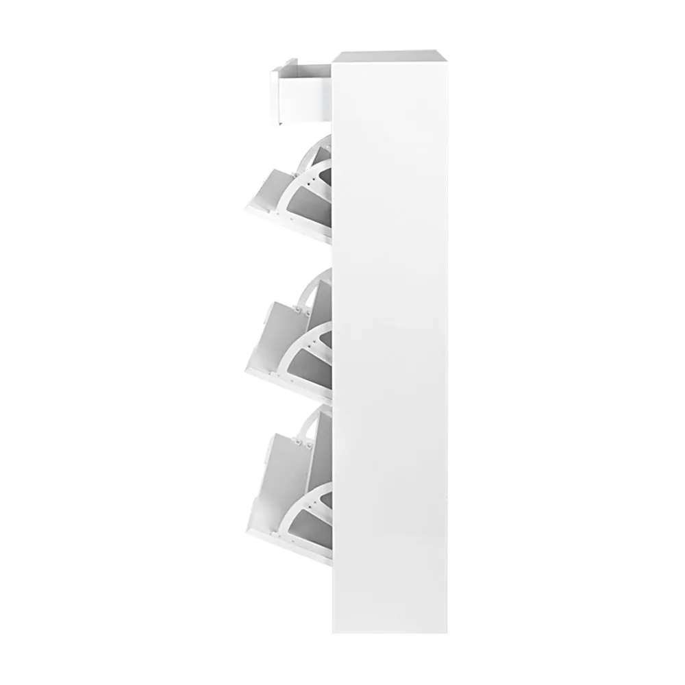 NNEDSZ 24 Pair High Gloss Wooden Shoe Cabinet - White