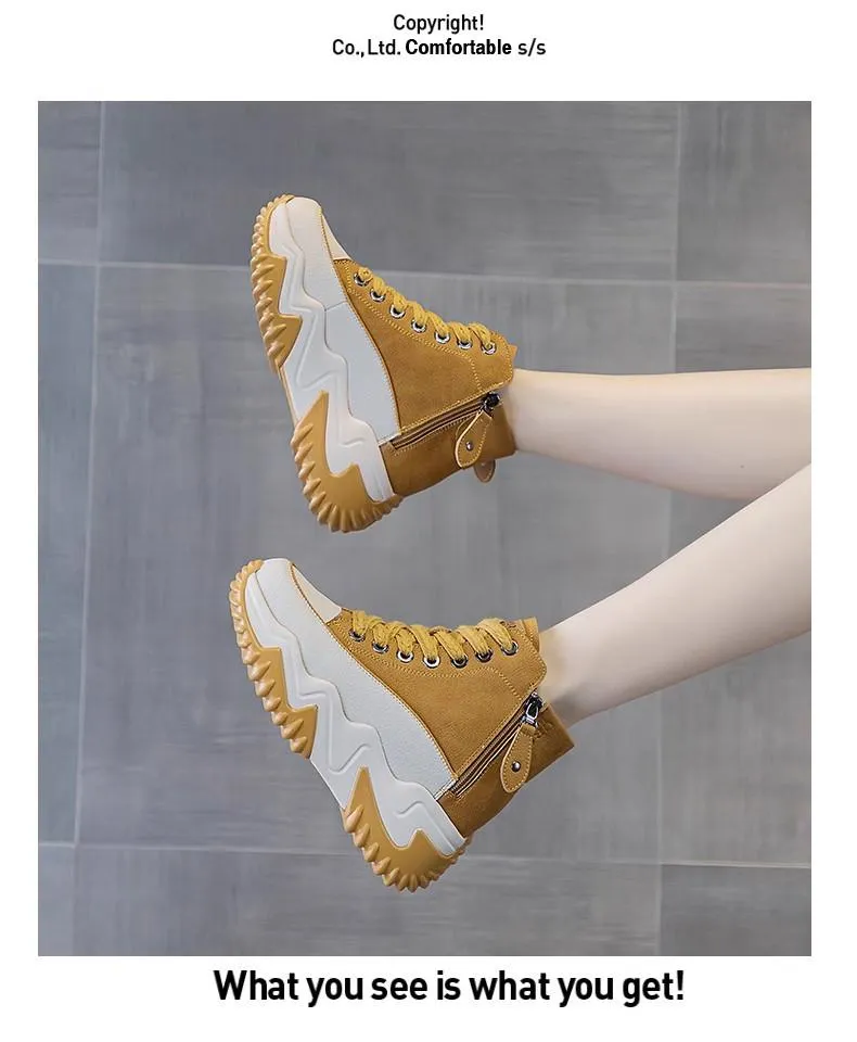 Outdoor Non-slip Leather Chunky Sneakers