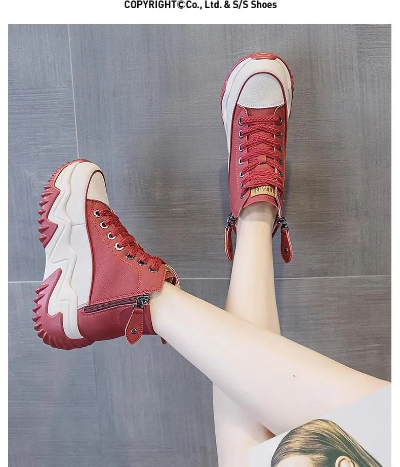 Outdoor Non-slip Leather Chunky Sneakers