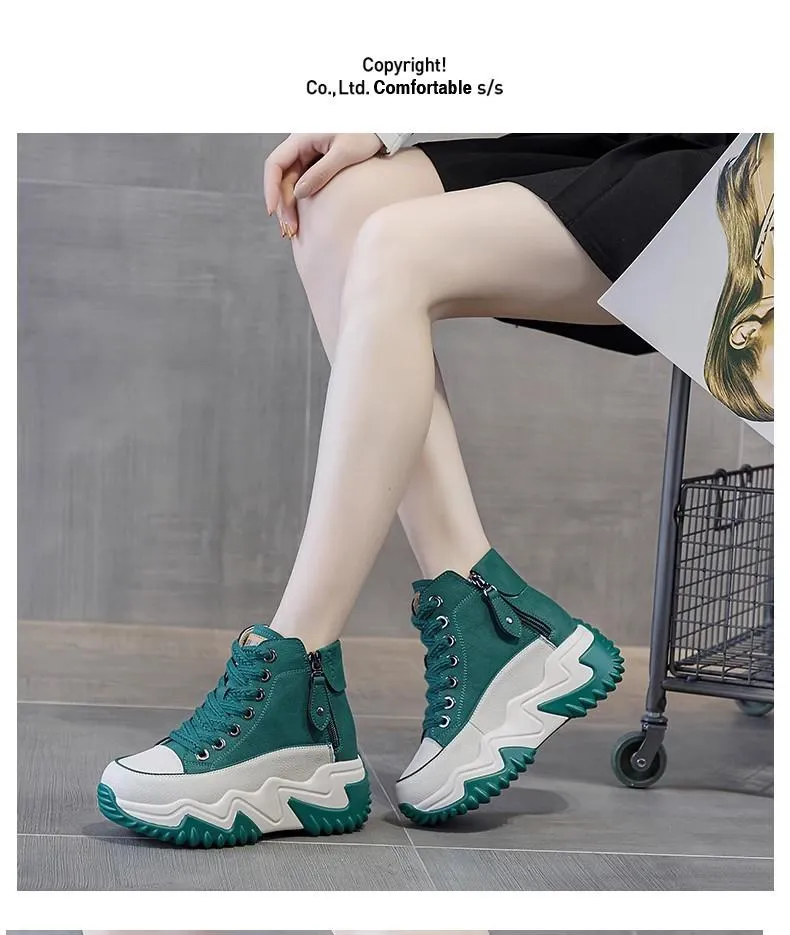 Outdoor Non-slip Leather Chunky Sneakers