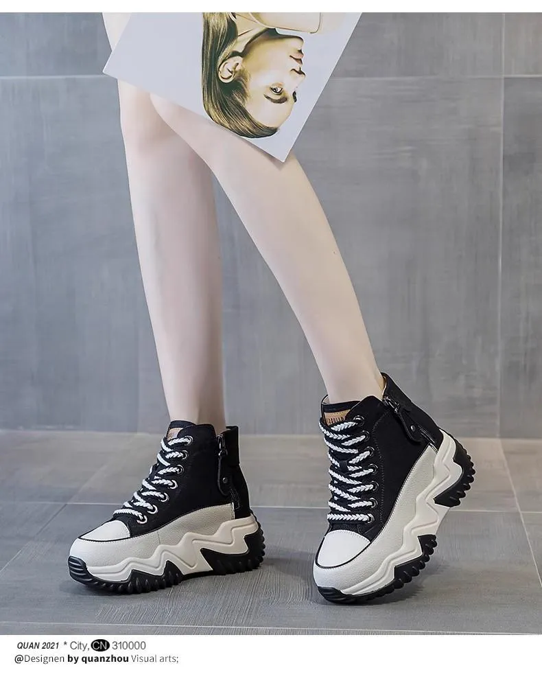 Outdoor Non-slip Leather Chunky Sneakers