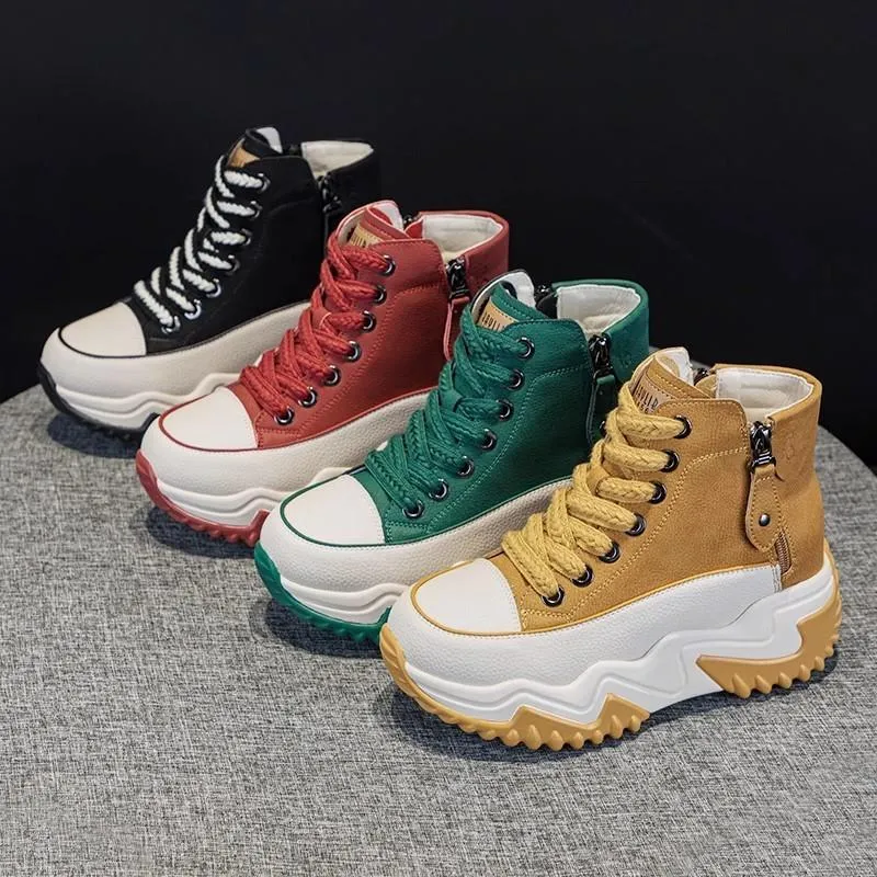 Outdoor Non-slip Leather Chunky Sneakers