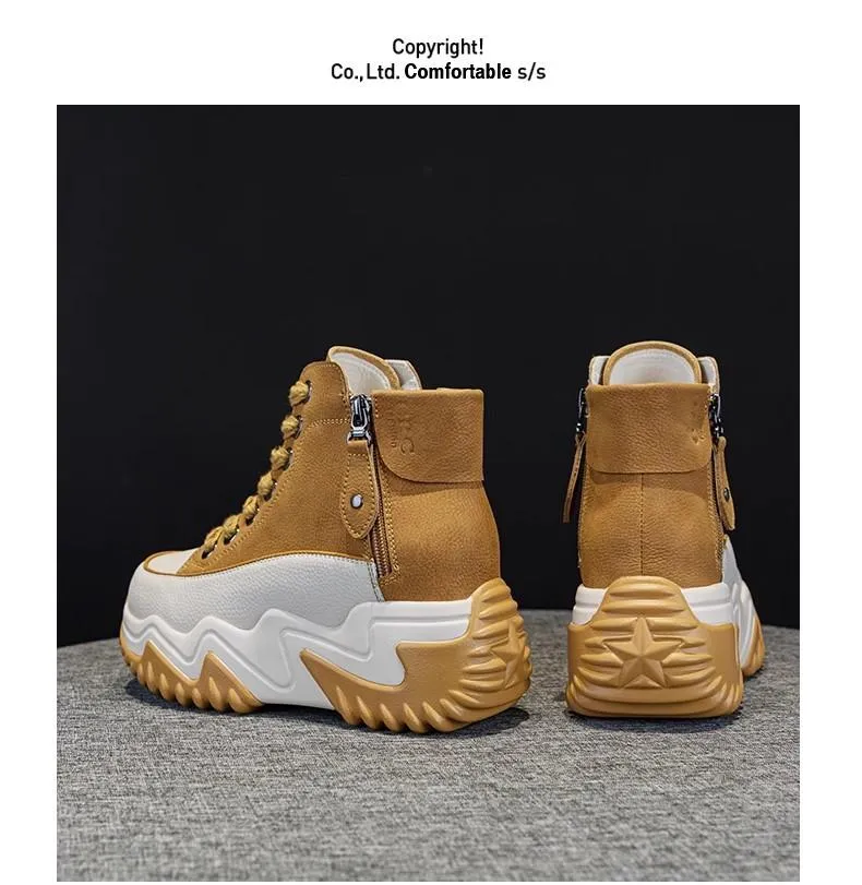 Outdoor Non-slip Leather Chunky Sneakers