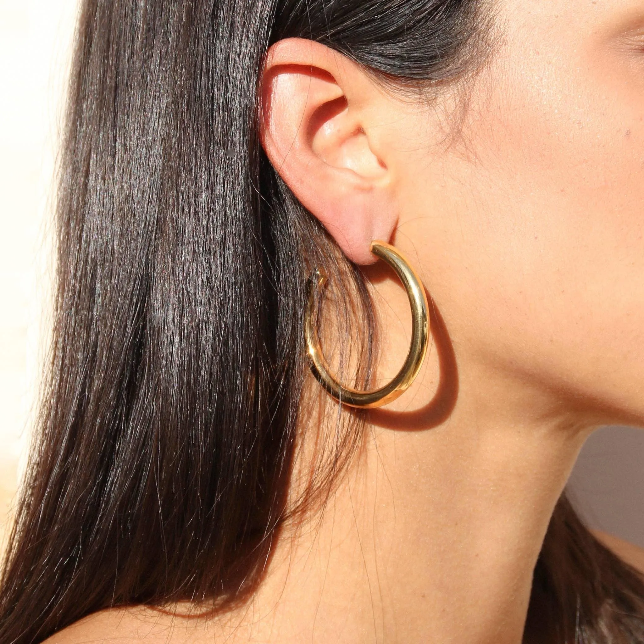 Oversized Gold Tube Hoops