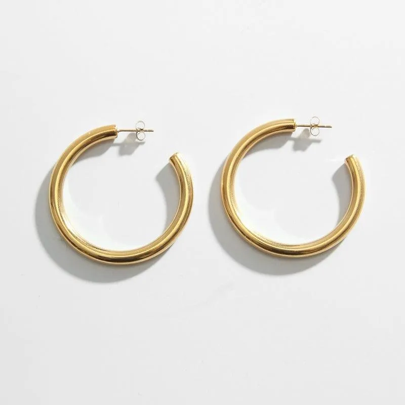 Oversized Gold Tube Hoops