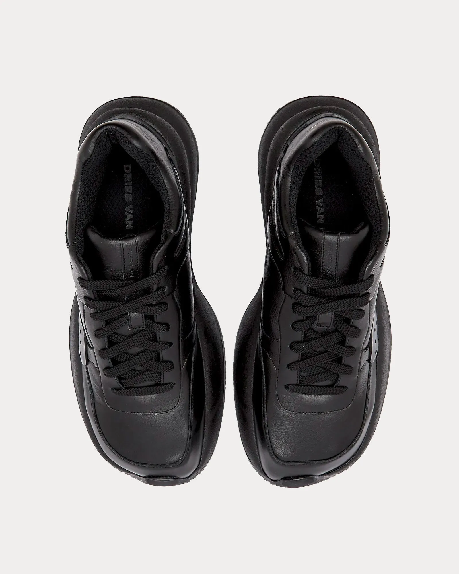 Oversized Leather Black Low Top Sneakers