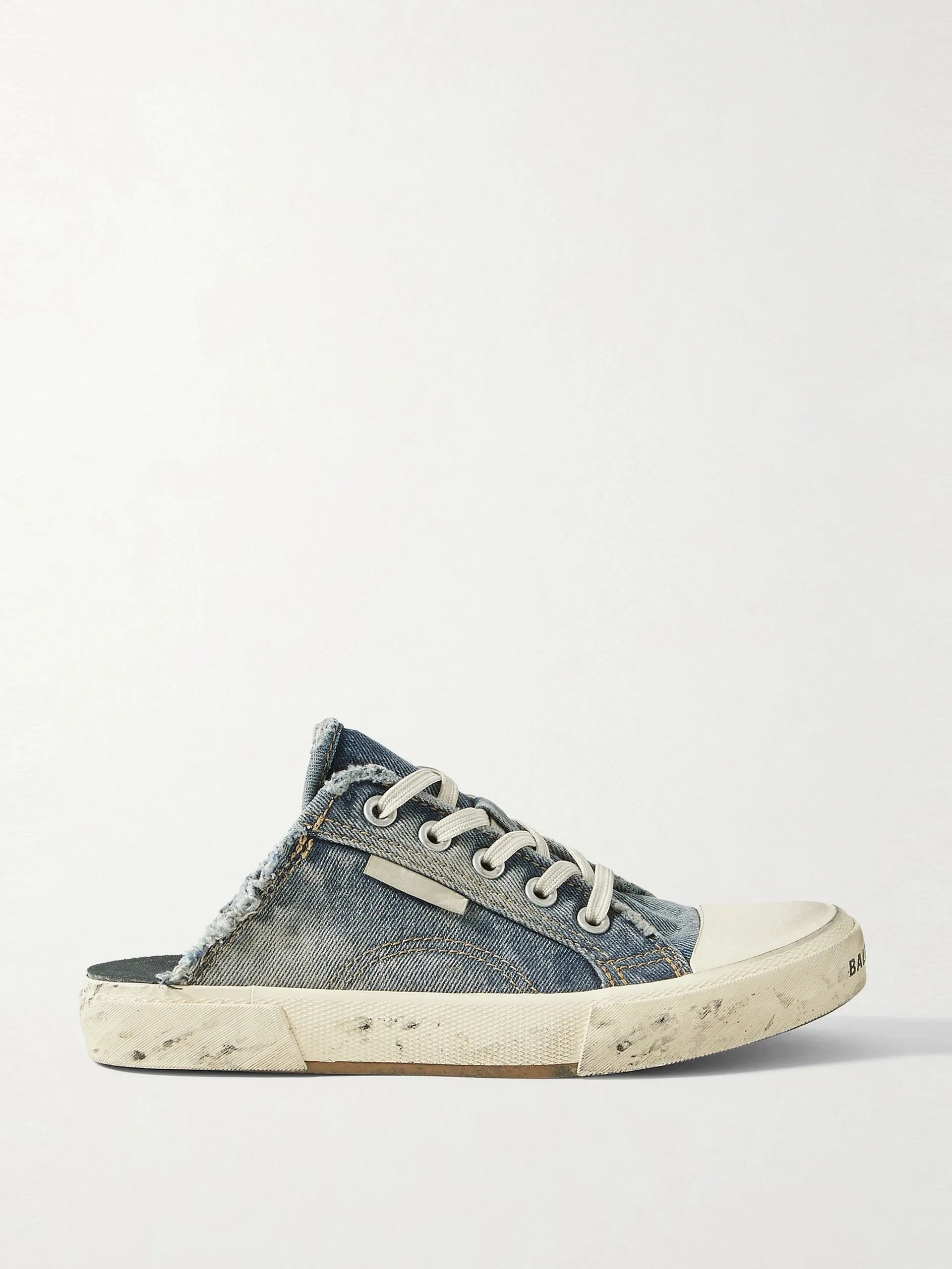 Paris distressed denim slip-on sneakers