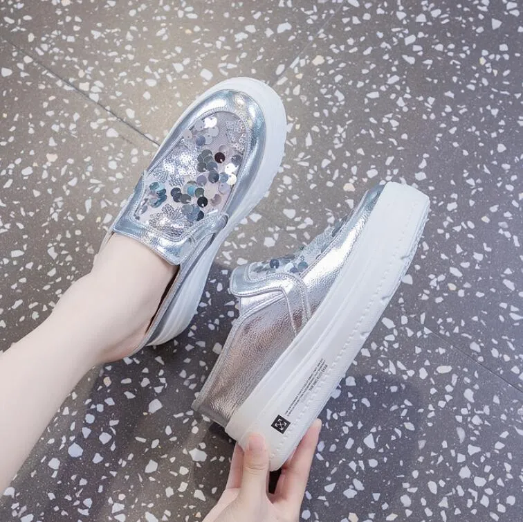 Petite Size Glitter Upper Slip On Casual Shoes MS65