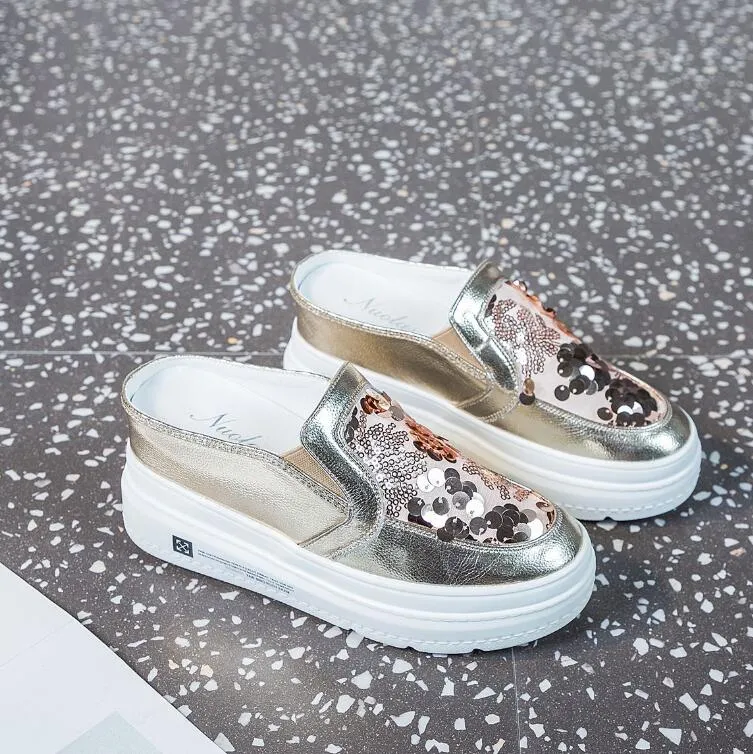 Petite Size Glitter Upper Slip On Casual Shoes MS65