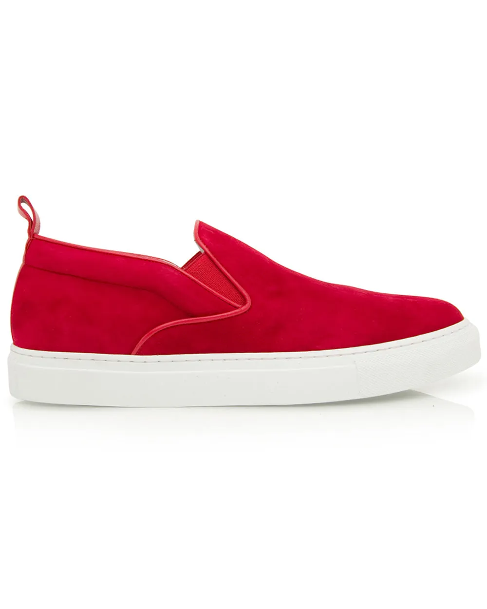 Red Suede Slip On Sneaker